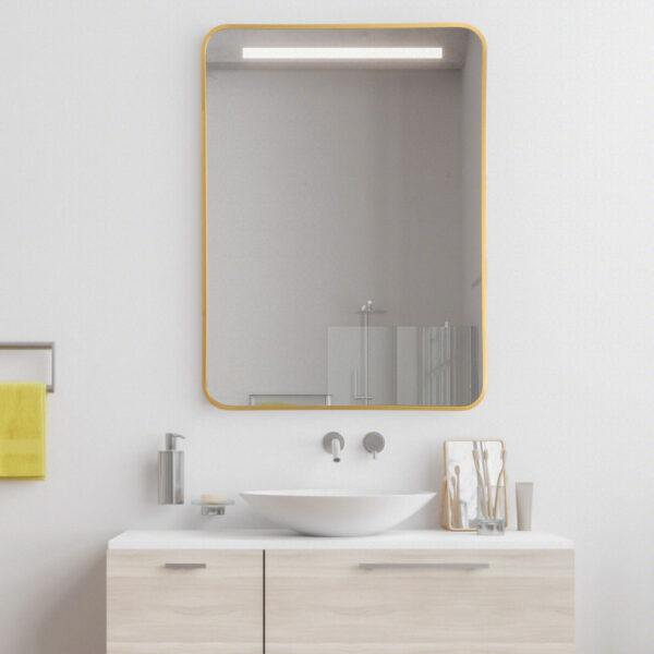 Metal Framed Bathroom Mirror with Rounded Corners - Image 7