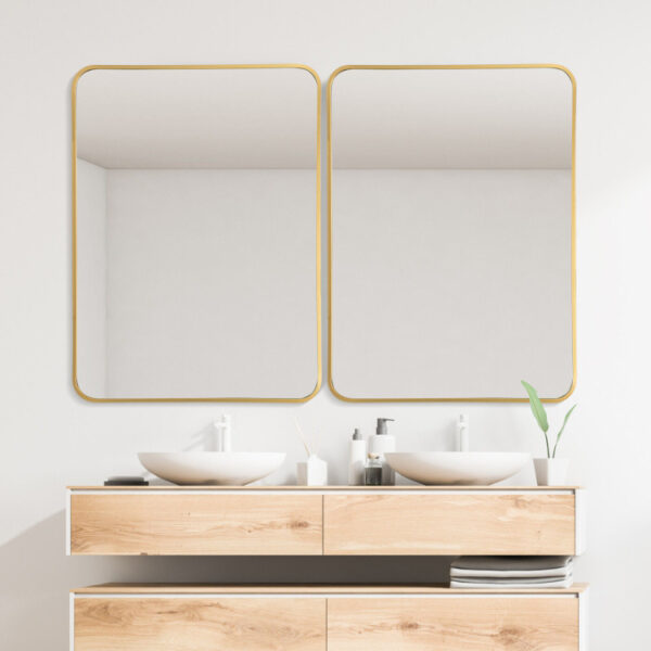 Metal Framed Bathroom Mirror with Rounded Corners - Image 5