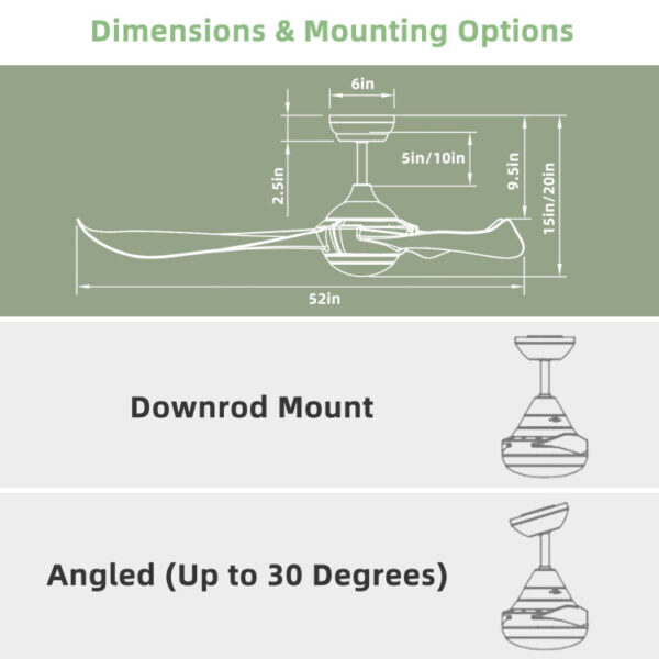 52 Inch Ceiling Fan with Light Reversible DC Motor - Image 8