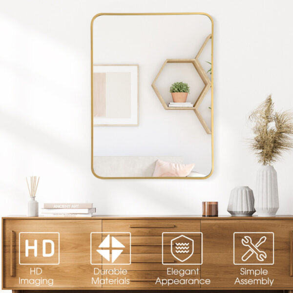 Metal Framed Bathroom Mirror with Rounded Corners - Image 10