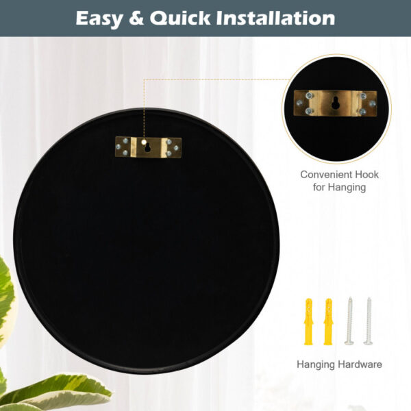 16-inch Round Wall Mirror with Aluminum Alloy Frame - Image 2