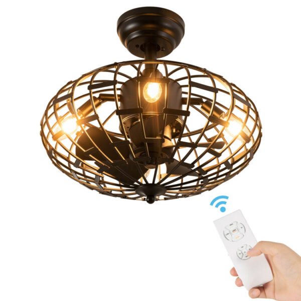 5 Blades Enclosed Ceiling Fan with Light and Remote Control - Image 9