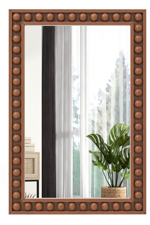 24 x 36 Inches Rustic Wall Mirror with Solid Wood Frame for Living Room  Bedroom