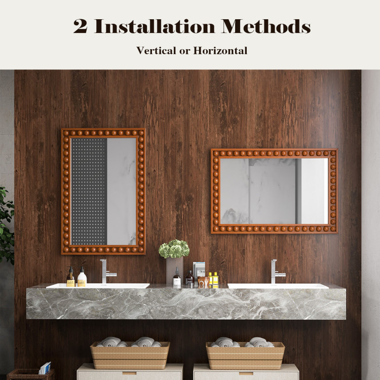 24 x 36 Inches Rustic Wall Mirror with Solid Wood Frame for Living Room  Bedroom - Image 5