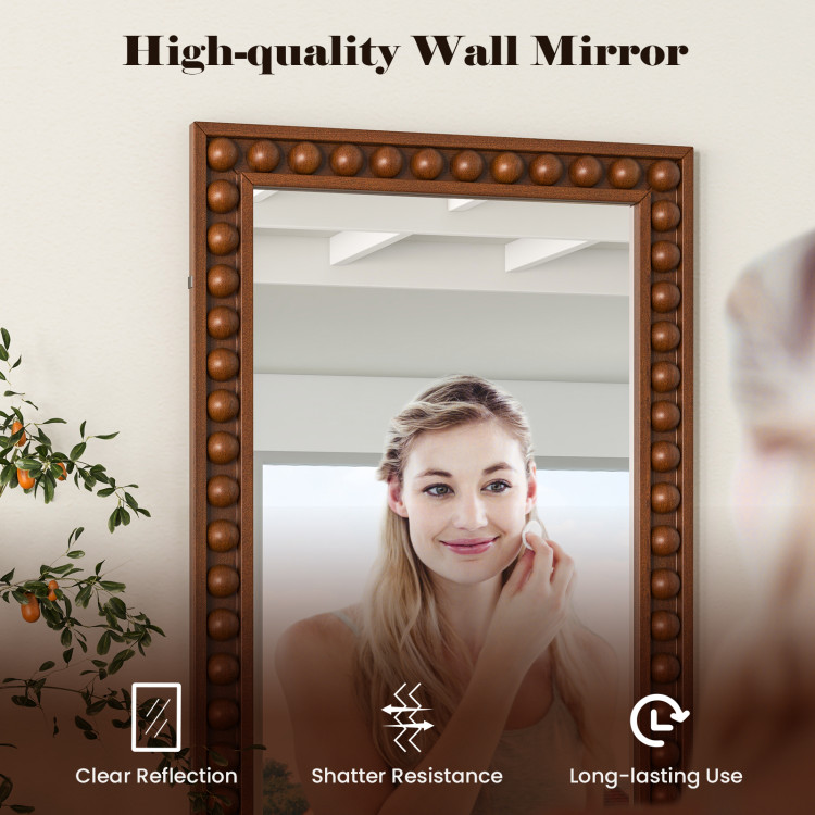 24 x 36 Inches Rustic Wall Mirror with Solid Wood Frame for Living Room  Bedroom - Image 4