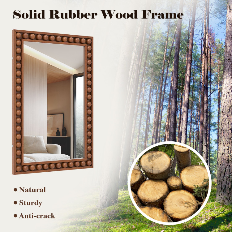 24 x 36 Inches Rustic Wall Mirror with Solid Wood Frame for Living Room  Bedroom - Image 3