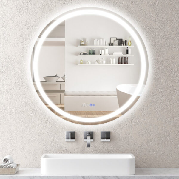 32 Inch Anti-Fog Bathroom Wall Mirror with 3-Color LED Lights - Image 10