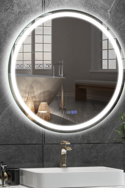 32 Inch Anti-Fog Bathroom Wall Mirror with 3-Color LED Lights