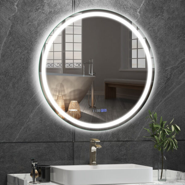 32 Inch Anti-Fog Bathroom Wall Mirror with 3-Color LED Lights