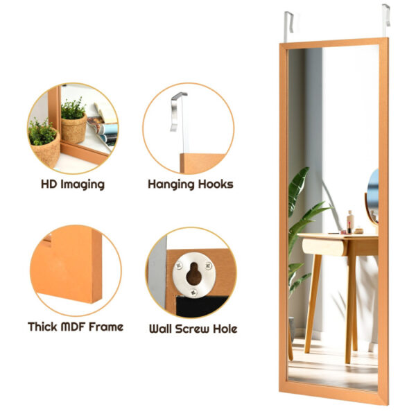 47.5 x 14.5 Inch Wood Frame Full Length Hanging Mirror - Image 6