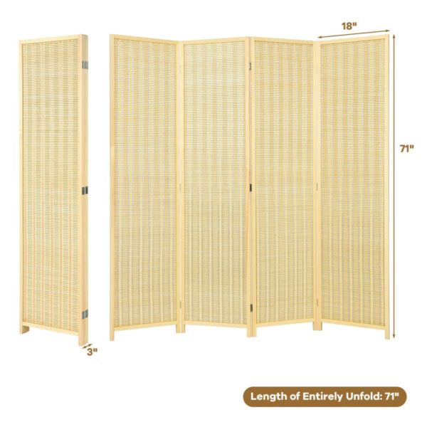 6 ft 4 Panel Portable Folding Room Divider Screen - Image 9