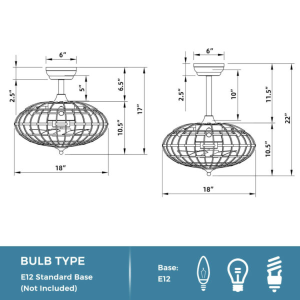 5 Blades Enclosed Ceiling Fan with Light and Remote Control - Image 8