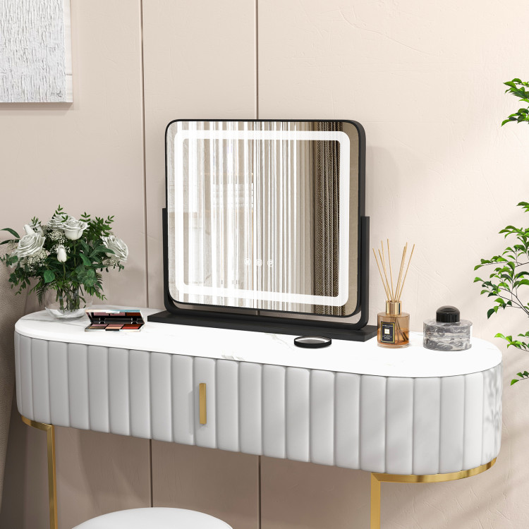 360° Rotatable Vanity Makeup Mirror with 3 Color Lighting Modes and Touch Control - Image 10