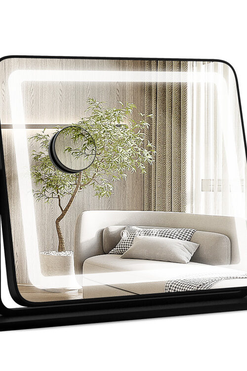 360° Rotatable Vanity Makeup Mirror with 3 Color Lighting Modes and Touch Control