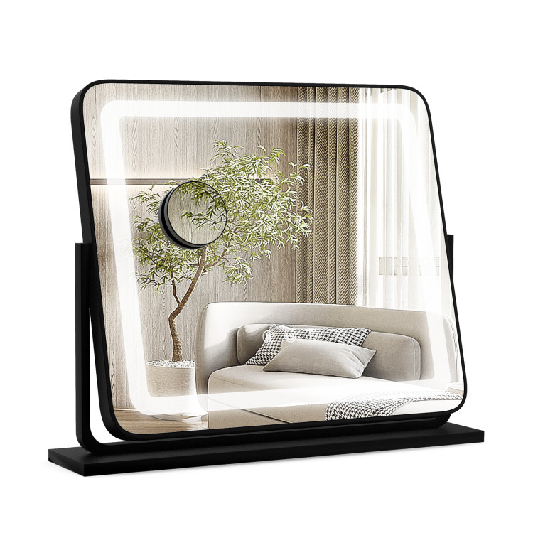 360° Rotatable Vanity Makeup Mirror with 3 Color Lighting Modes and Touch Control