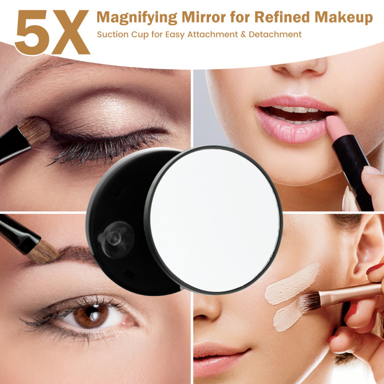 360° Rotatable Vanity Makeup Mirror with 3 Color Lighting Modes and Touch Control - Image 6
