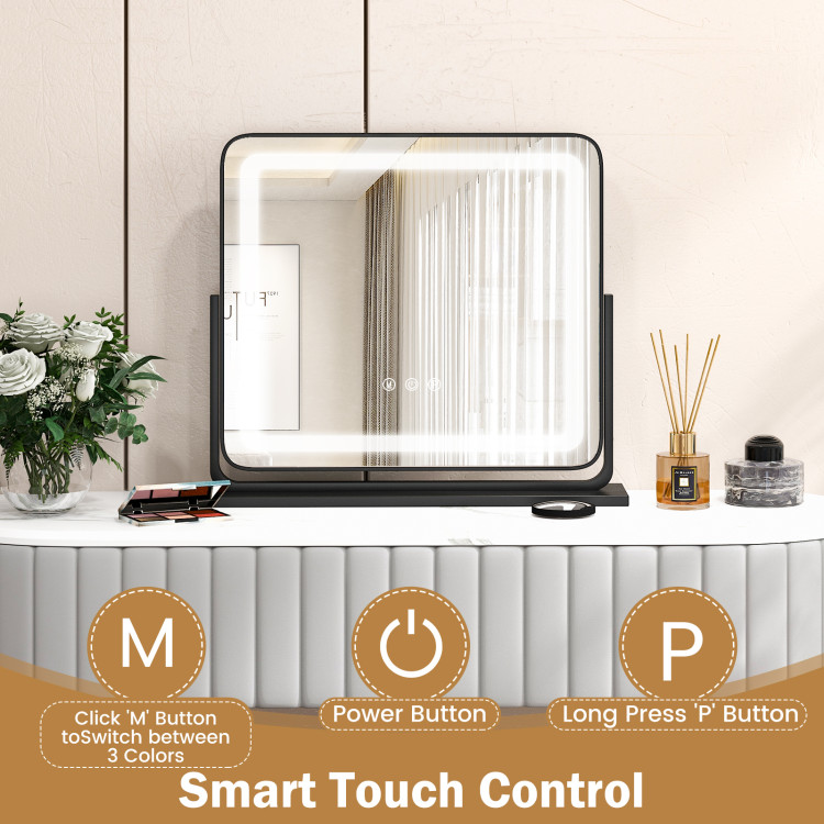 360° Rotatable Vanity Makeup Mirror with 3 Color Lighting Modes and Touch Control - Image 4