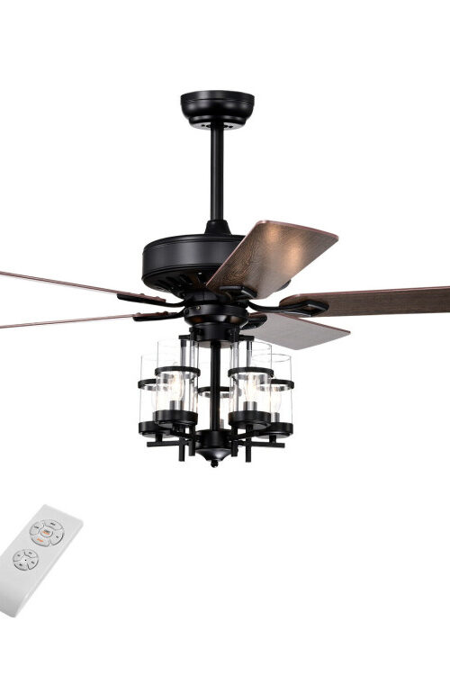 50 Inch Noiseless Ceiling Fan Light with Explosion-proof Glass Lampshades