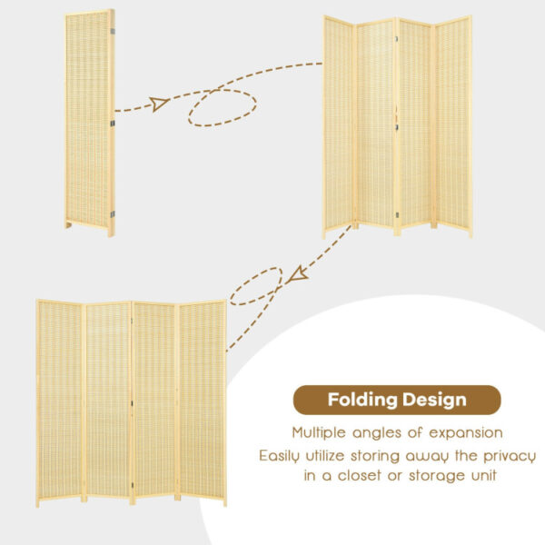 6 ft 4 Panel Portable Folding Room Divider Screen - Image 5