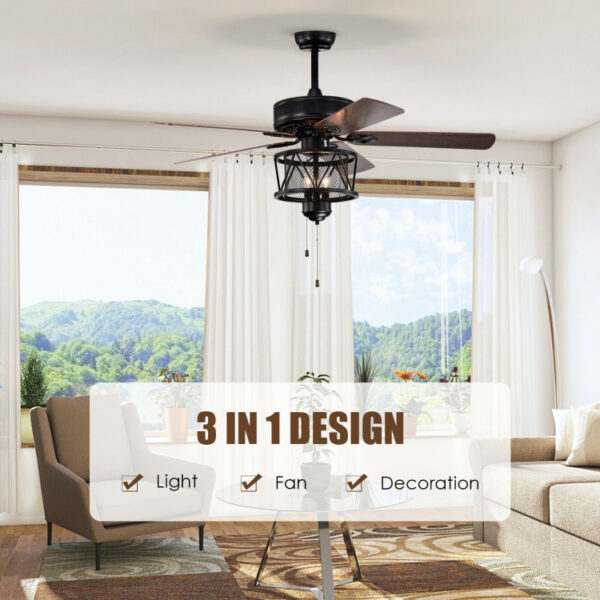 50 Inches Ceiling Fan with Lights Reversible Blades and Pull Chain Control - Image 9