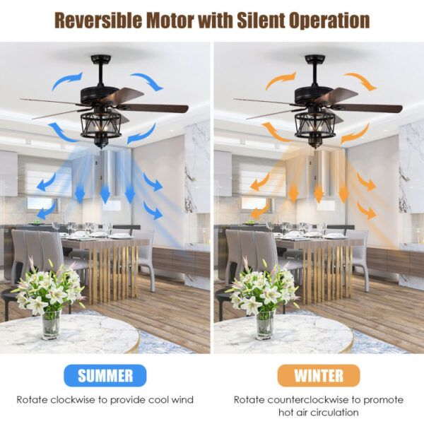 50 Inches Ceiling Fan with Lights Reversible Blades and Pull Chain Control - Image 7