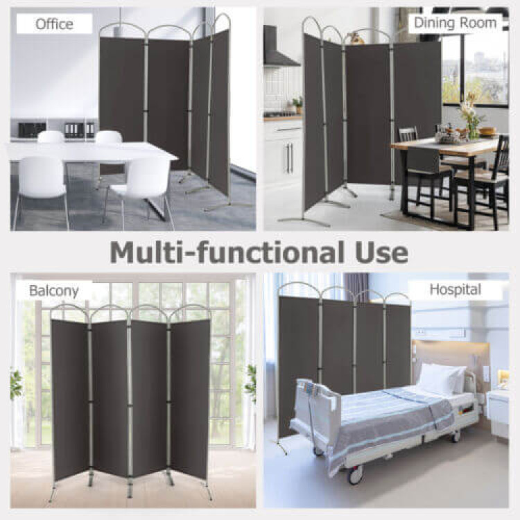 6.2Feet Folding 4-Panel Room Divider for Home Office Living Room - Image 9