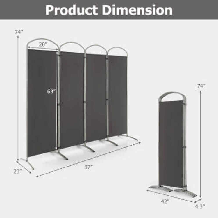 6.2Feet Folding 4-Panel Room Divider for Home Office Living Room - Image 7