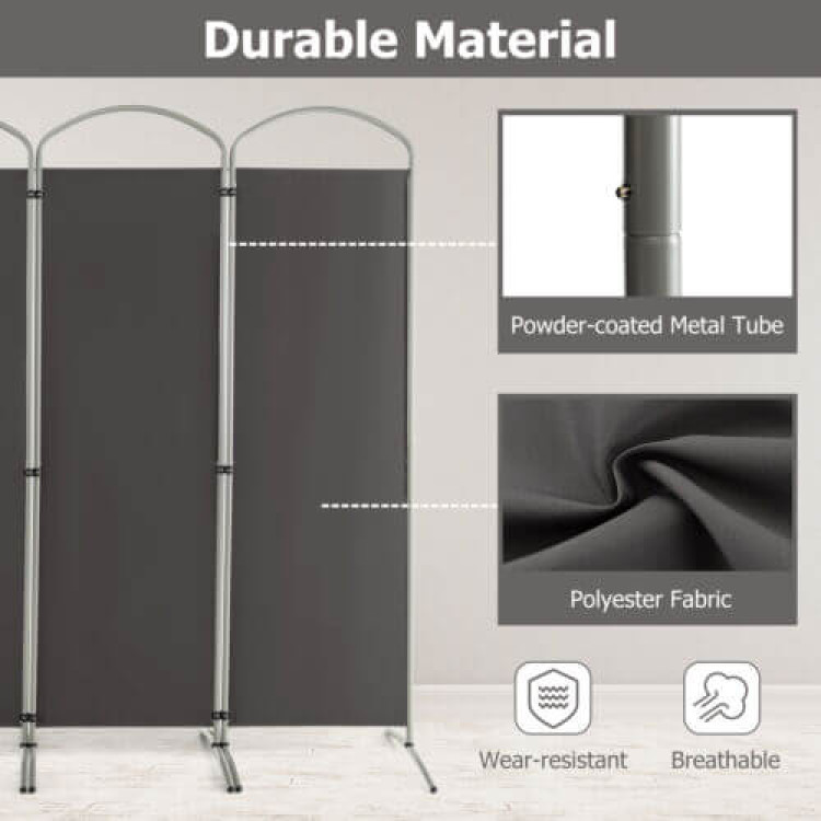 6.2Feet Folding 4-Panel Room Divider for Home Office Living Room - Image 3