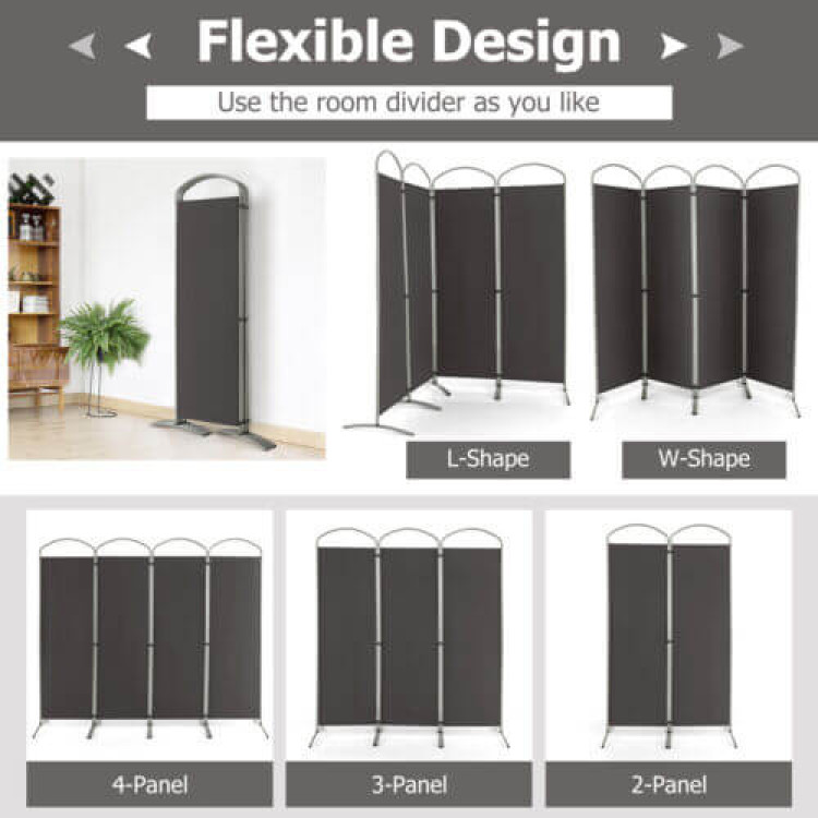 6.2Feet Folding 4-Panel Room Divider for Home Office Living Room - Image 4