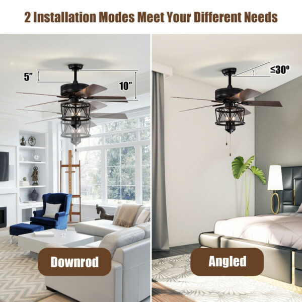 50 Inches Ceiling Fan with Lights Reversible Blades and Pull Chain Control - Image 4