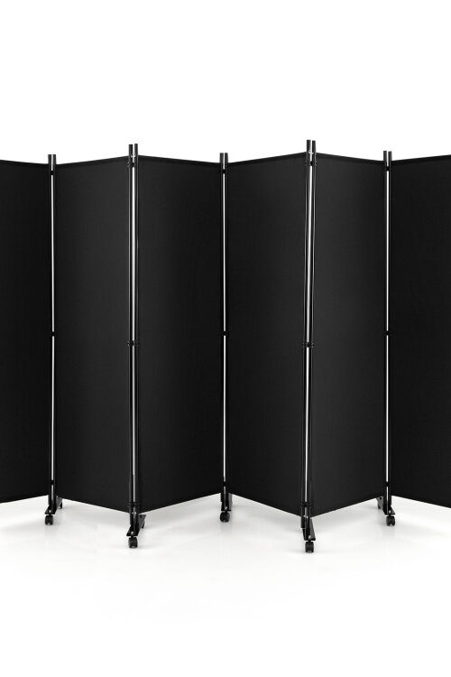 6 Panel 5.7 Feet Tall Rolling Room Divider on Wheels