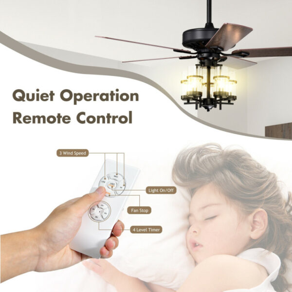 50 Inch Noiseless Ceiling Fan Light with Explosion-proof Glass Lampshades - Image 6