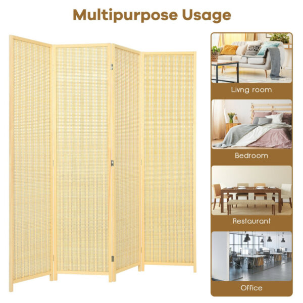 6 ft 4 Panel Portable Folding Room Divider Screen - Image 3