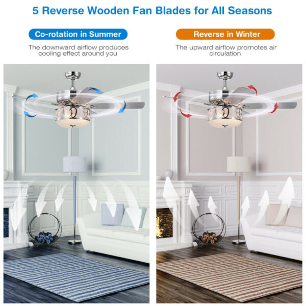 52 Inch Ceiling Fan with Light Reversible Blade and Adjustable Speed - Image 9