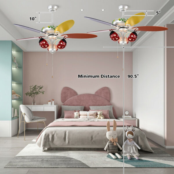 52 Inch Kids Ceiling Fan with Pull Chain Control - Image 4