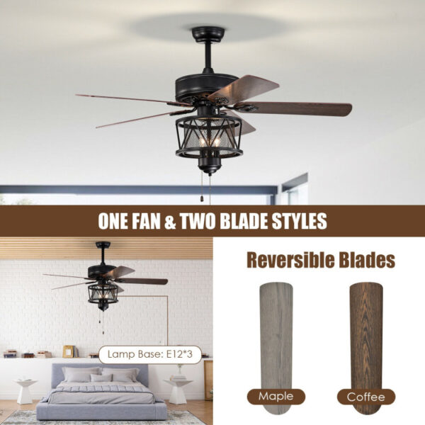 50 Inches Ceiling Fan with Lights Reversible Blades and Pull Chain Control - Image 3