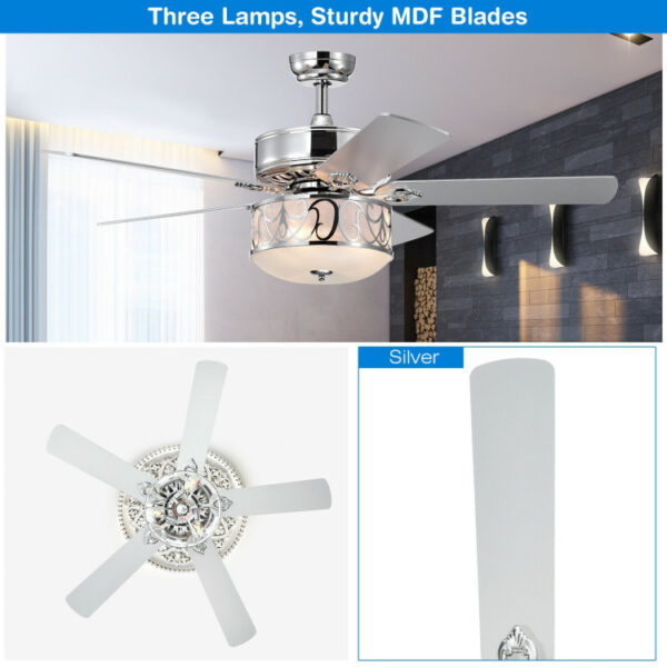 52 Inch Ceiling Fan with Light Reversible Blade and Adjustable Speed - Image 2