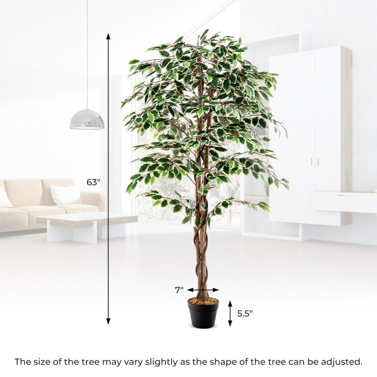 Artificial Ficus Tree Tall Faux Indoor Plant with 1008 Leaves Nursery Pot and Dried Moss - Image 7