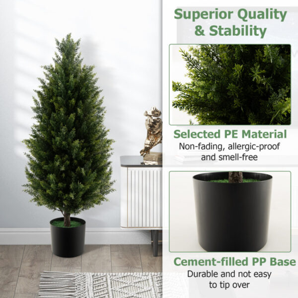 3 Feet Artificial Topiary Cedar Tree with Cement Plastic Pot and Realistic Moss - Image 4