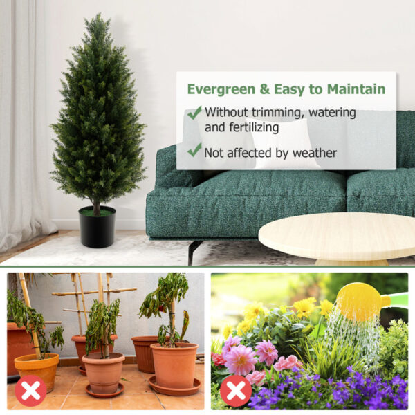 3 Feet Artificial Topiary Cedar Tree with Cement Plastic Pot and Realistic Moss - Image 3