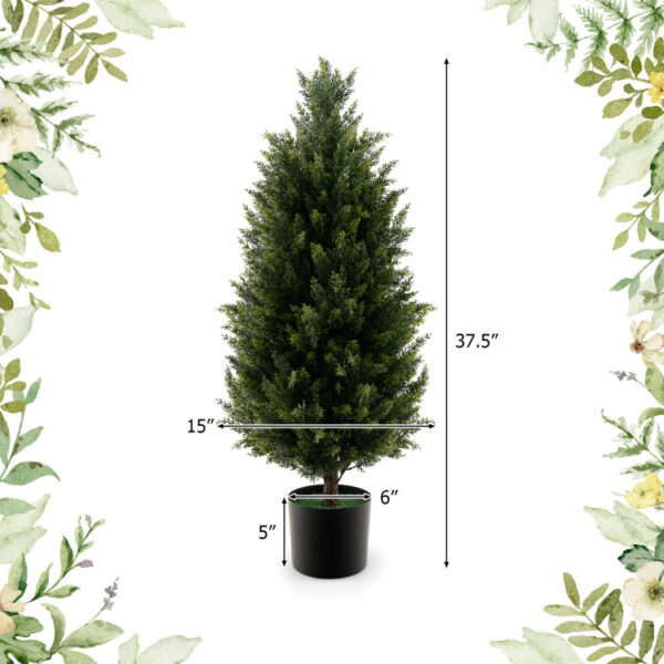 3 Feet Artificial Topiary Cedar Tree with Cement Plastic Pot and Realistic Moss - Image 7