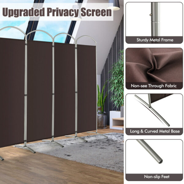 6 Feet 6-Panel Freestanding Folding Privacy Screen Room Divider - Image 4