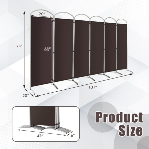 6 Feet 6-Panel Freestanding Folding Privacy Screen Room Divider - Image 7