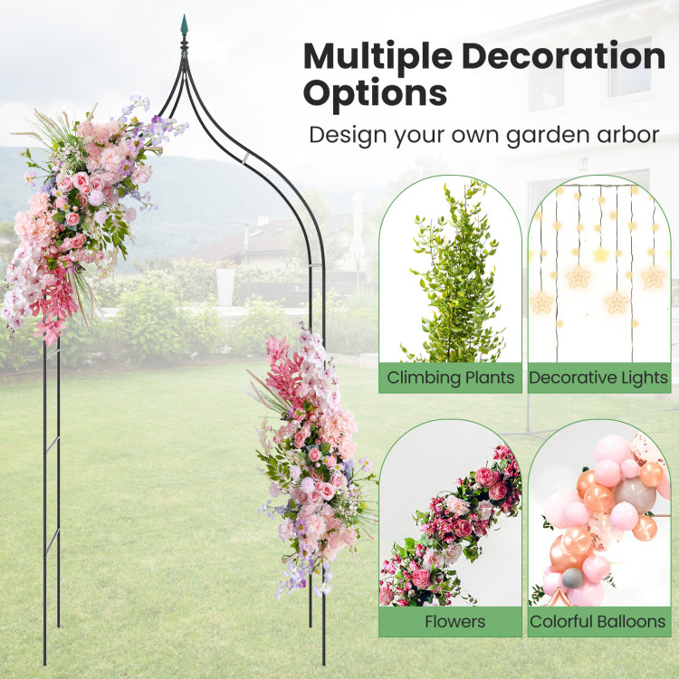 9.5 Feet Decorative Metal Garden Arch for Vine Rose Climbing Wedding Ceremony Party Decoration - Image 4