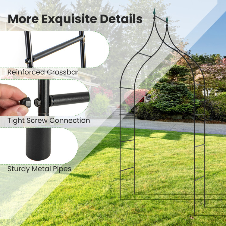 9.5 Feet Decorative Metal Garden Arch for Vine Rose Climbing Wedding Ceremony Party Decoration - Image 3