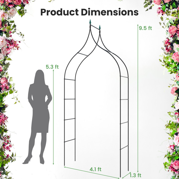 9.5 Feet Decorative Metal Garden Arch for Vine Rose Climbing Wedding Ceremony Party Decoration - Image 7