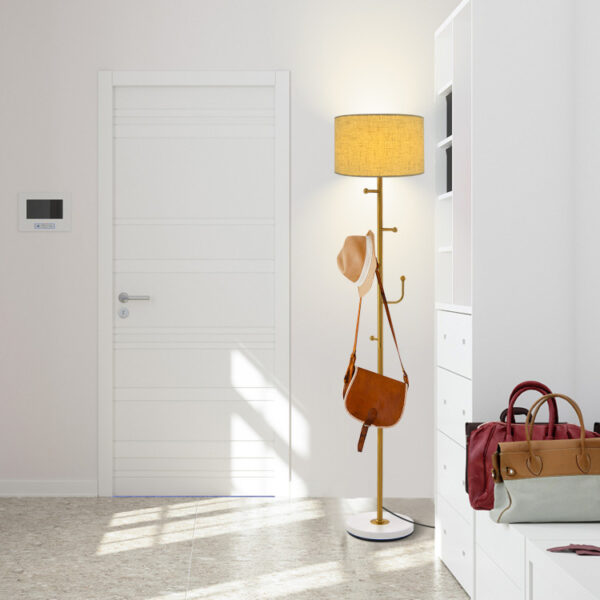 Freestanding Tall Pole Lamp with 5 Hooks and Sturdy Weighted Base - Image 9