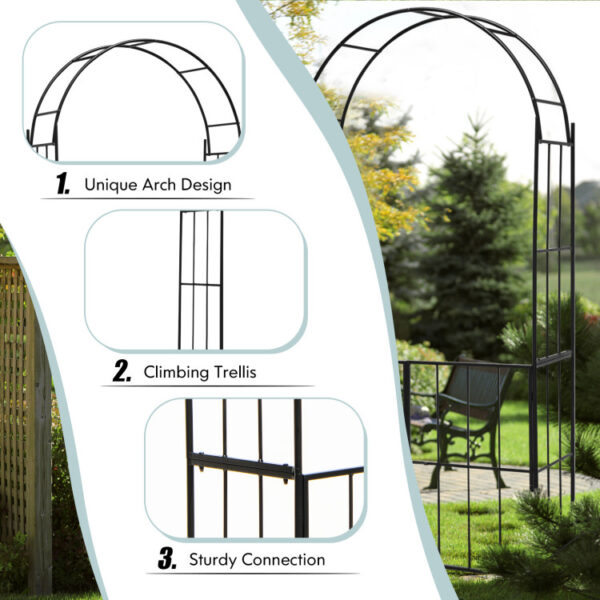 Garden Arch Arbor Trellis with Gate Plant Stand Archway - Image 5