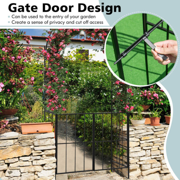 Garden Arch Arbor Trellis with Gate Plant Stand Archway - Image 2