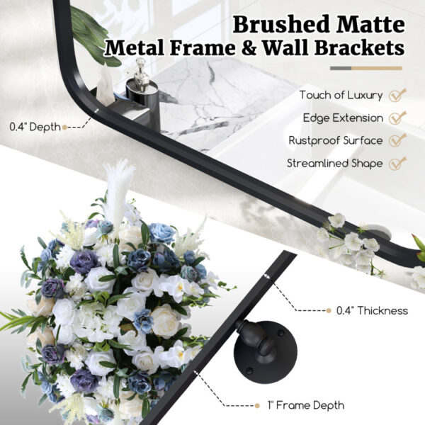 30 x 22 Inch Black Metal Framed Pivot Rectangle Wall-Mounted Mirror - Image 2